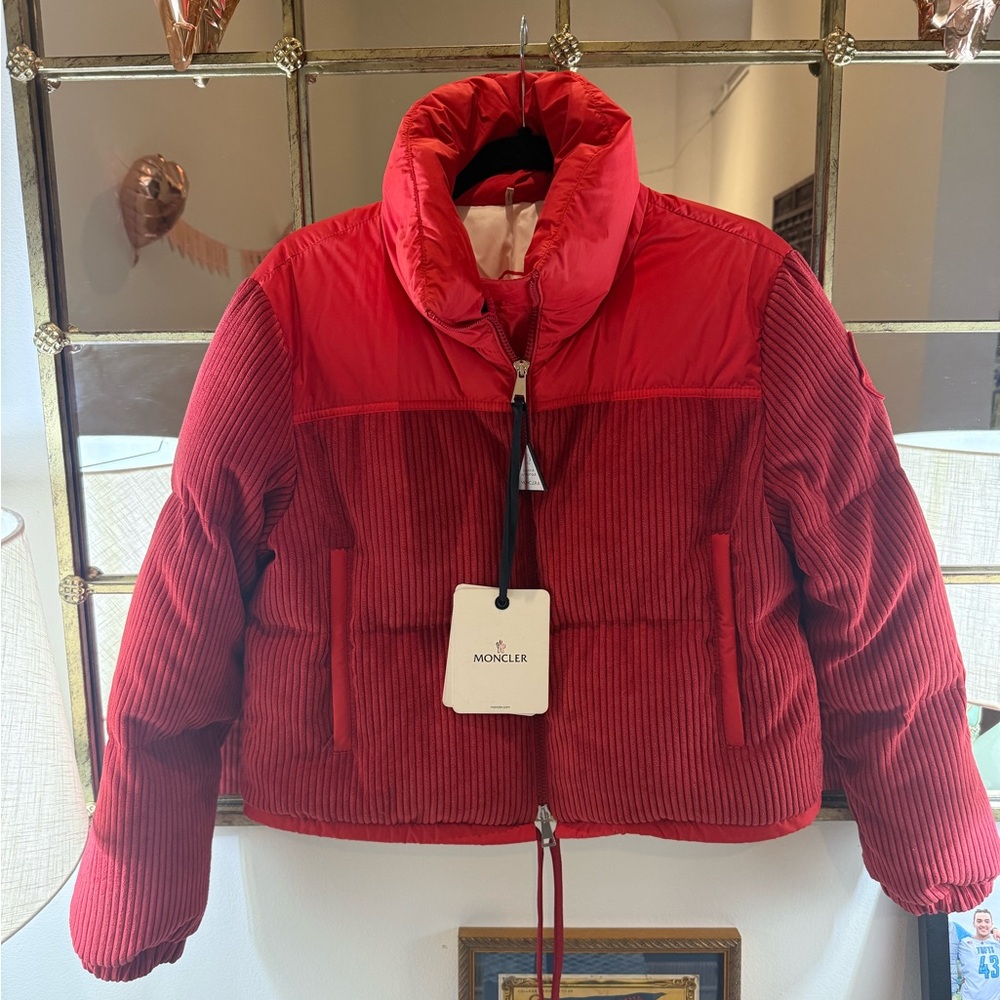 Moncler Red Waitaki Corduroy Down Jacket NWT